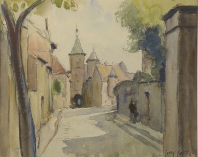 null René-Georges GAUTIER (1887-1969).

Village scene; The farm.

Two watercolors...