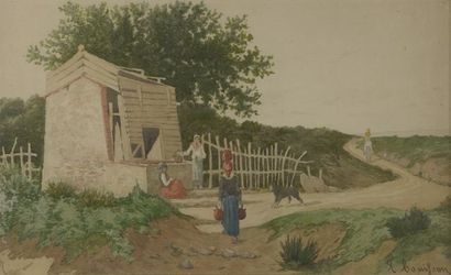 Émile BOUISSON (1830-?).

Les porteuses d'eau.

Aquarelle...