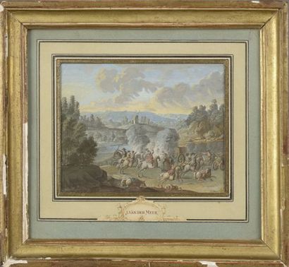 null Flemish school of the 17th or 18th century. 

Fighting scene. 

Gouache. 

Height...