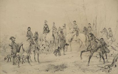 null Victor ADAM (1801-1866).

Scenes of hunting.

Two prints signed in the plate...