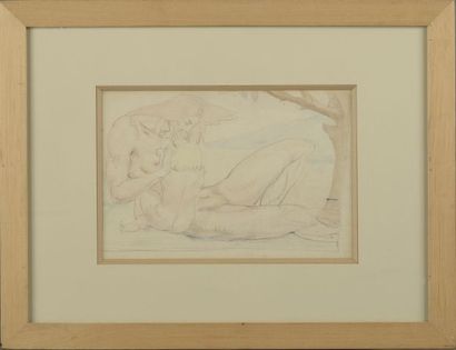 null Servando DEL PILAR (1903-1990). 

Naked man and child.

Watercolor on pencil...