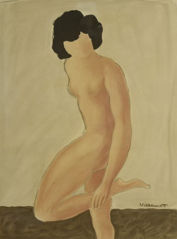 null Guillaume VILLEMOT (XXe - XXIe siècle).

Femme nue.

Aquarelle signée en bas...