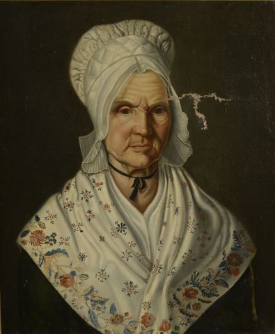 null French school of the 19th century.

Middle-aged woman with a bonnet.

Oil on...