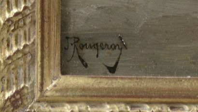 null Jules James ROUGERON (1841-1880).

"Spanish Romance".

Oil on mahogany panel...