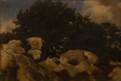 null Attributed to Théodore ROUSSEAU (1812-1867). Rocks at Fontainebleau.

Paper...