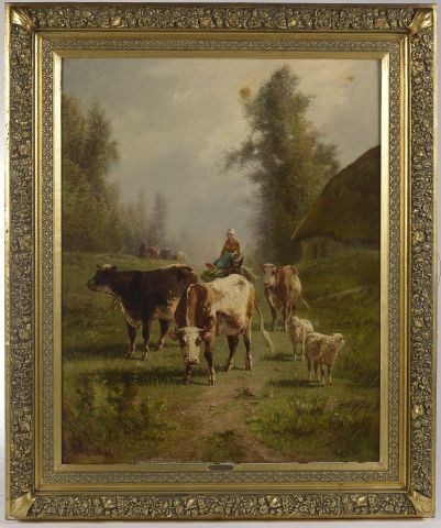 null André CORTÈS Y AGUILAR (1810-1879).

Le retour du troupeau.

Huile sur toile...