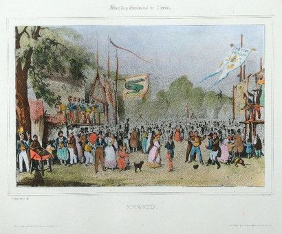 D'après V. ADAM, XIXème siècle "Fêtes des environs de Paris. Saint Cloud" Lithographie...