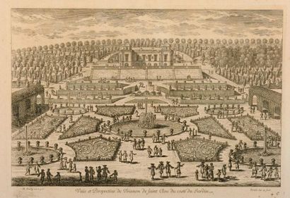 AVELINE, XVIIIème siècle "Veue et perspective du Trianon de st cloud du costé du...
