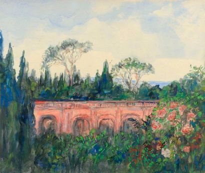 Pierre LAPRADE (Narbonne, 1875 - Fontenay-aux-Roses, 1931) "Terrasse près d'Empoli"...