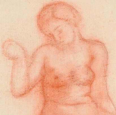 Aristide MAILLOL (Banyuls-sur-Mer, 1861 - Perpignan, 1944) Femme nue assise, le bras...