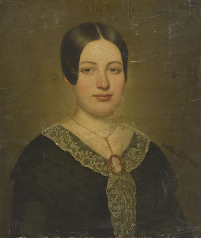 null Eugène Mary BROCAS (1813-?).

Portrait de jeune femme au camée en pendentif.

Huile...