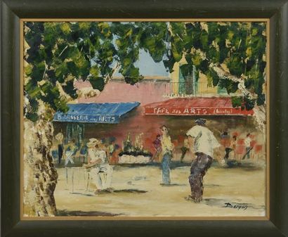 null Richard BERGON (XX-XXI).

Café des Arts à Saint-Tropez.

Huile sur toile signée...