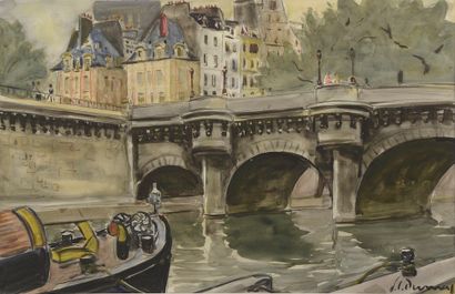 null Pierre Ludovic DUMAS (1892-?)

Vue de Paris depuis les quais sous le Pont-Neuf.

Aquarelle...