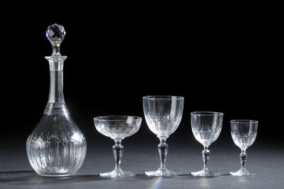 null Part of service of glasses out of engraved crystal with decoration of flowers....