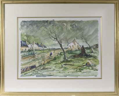 null Robert L.P. LAVOINE (Caluire, 1916-1999).

"Yeu Island".

Watercolor, signed...