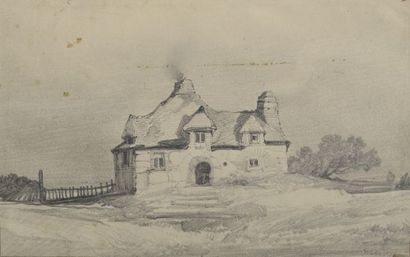 null Jules Achille NOËL (1810/15-1881).

Maison à la cheminée fumante. 

Groupe de...