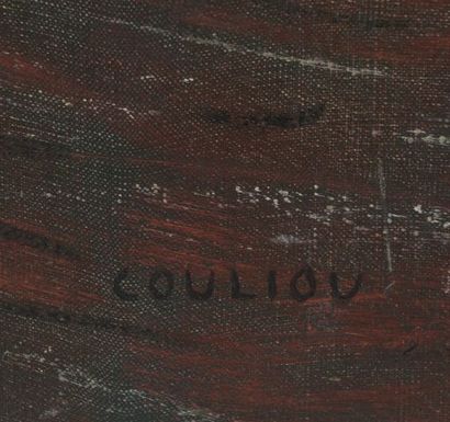 null COULIOU (1916-1995).

"Les chaumières".

Huile sur toile signée en bas à gauche,...
