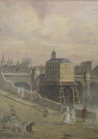 null French school of the 19th century.

- The Pont Neuf with the pump of the Samaritaine...