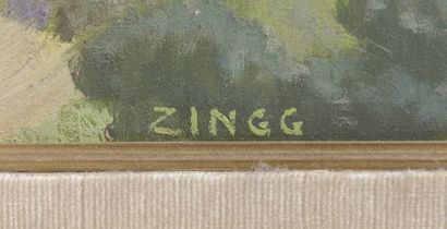 null Jules Émile ZINGG (1882-1942).

Paysage à la chaumière.

Huile sur paneau signée...