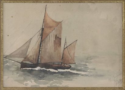 null F.E. ANNEVELOY (XIXth century).

The sea.

Watercolor signed and dated 1852...