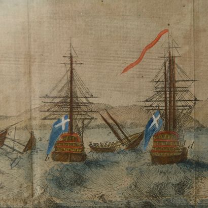null 
School of the 18th or 19th century.

Naval combat.

Engraving on paper (folds).

Height...