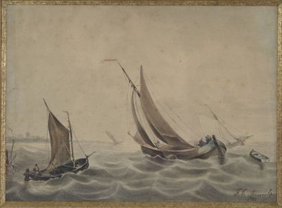 null F.E. ANNEVELOY (XIXth century).

The sea.

Watercolor signed and dated 1852...