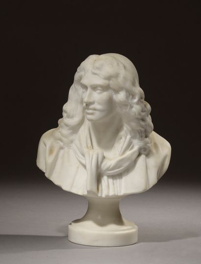  D'après Jean-Antoine HOUDON (1741-1828). Portrait de Molière.

Marbre sculpté.

Haut.... Gazette Drouot