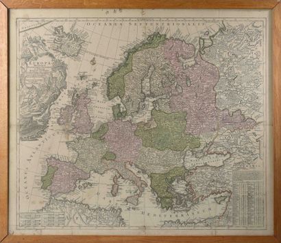 Carte d'Europe gravée et rehaussée en couleurs...