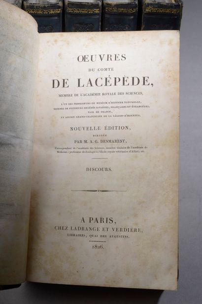 null LACEPEDE. Œuvres, Paris, Ladrange et Verdière, 1826-1833. 

11 volumes in-8...