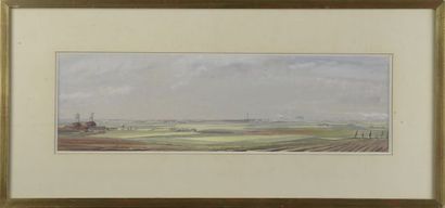  Paulette BERNSTEIN (20th century). 
Mining landscape of the North. 
Watercolor signed...