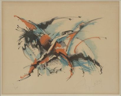  Roger LERSY (1920-2004). 
Compositions abstraites. 
Deux lithographies, l'une signée...