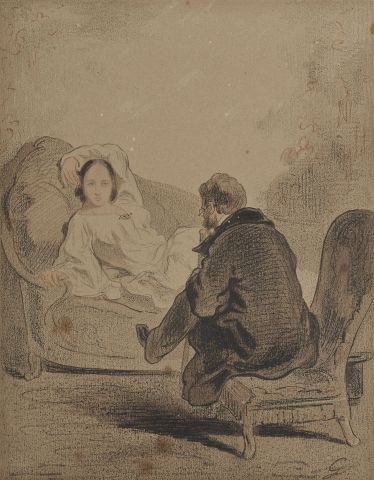 null Paul Sulpice GAVARNI (1804-1866).

The conversation.

Pen drawing monogrammed...