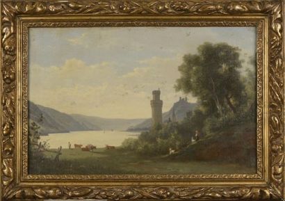 null School of the 19th century.

Landscape with cows.

Oil on canvas (stains).

Height...