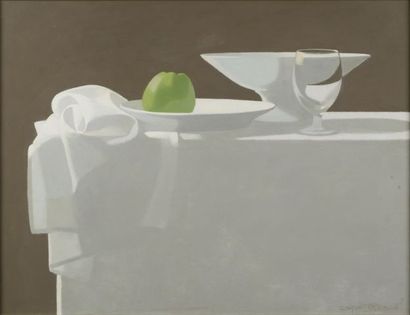 null Claude DUPONT-GOMONT (born in 1927).

Still life with an apple on an entablature.

Oil...