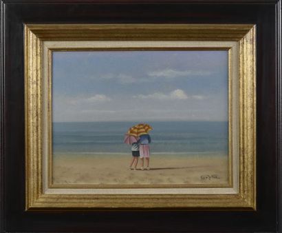 null Fred ZELLER (1912-2003).

"The kiss of the parasols".

Oil signed lower right...