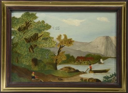null E. BRUNET (né en 1930).

Le lac dans la montagne.

Huile sur toile signée en...