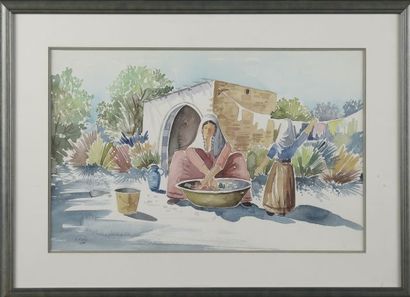 School of the XXth century.

The washerwomen.

Watercolor...