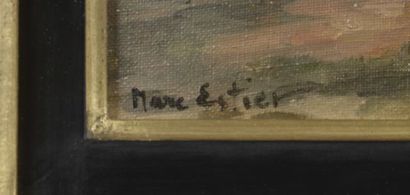  Marc ESTIER (début du XXe siècle). 
Chasse à courre. 
Huile sur toile signée en...