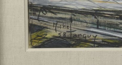 null Michel TANGUY (20th century).

View of a factory.

Mixed media on paper signed...