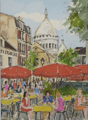 Roland HAMON (1909-1987). 
Montmartre. 
Watercolor...