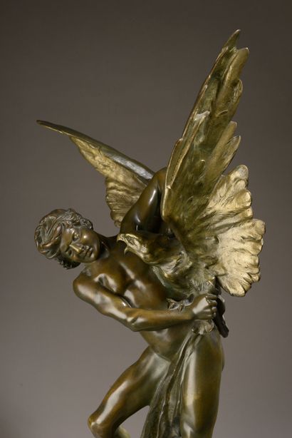 null Jean VERSCHNEIDER (Lyon, 1872-1943).

L'aigle attrapé.

Bronze à patine brune...