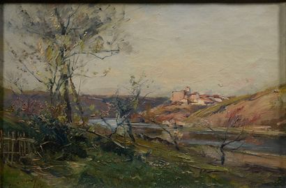 null Emile NOIROT (Roanne, 1853 - Le Bourzat, 1924).

Edge of the Loire in Vernay...