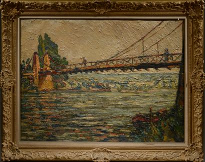 null Pierre Jean DUMONT (Paris, 1884 - Paris, 1936).

Le pont suspendu.

Huile sur...