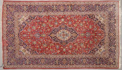 null Large Kachan carpet with wool velvet on cotton grounds, decorated with palmettes...