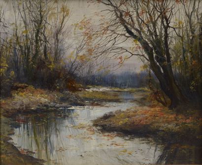 null Kees TERLOUW (Rotterdam, Pays-Bas, 1890 - Saint-Maur, 1948).



Rivière en sous-bois.



Huile...