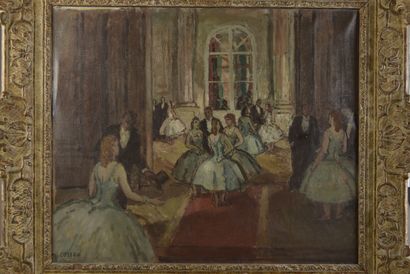 null Marcel COSSON (Bordeaux, 1878 - Paris, 1956).

Le foyer de l'opéra.

Huile sur...
