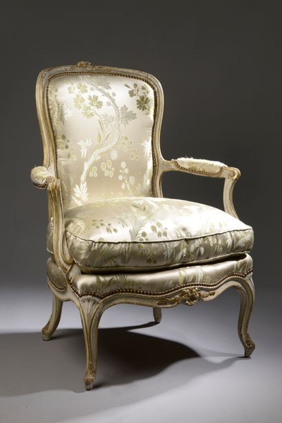 Large armchair with a high violin back in...