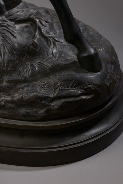 null Émile-Coriolan GUILLEMIN (Paris, 1841-1907). 

Cavalier arabe.

Régule à patines...