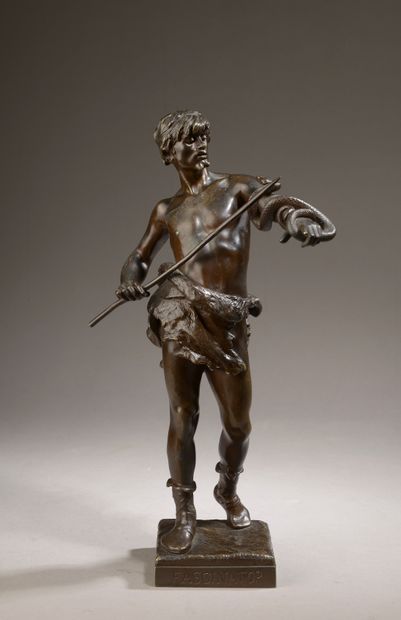 null Eugène MARIOTON (Paris, 1857-1933).

"Fascinator".

Bronze à patine brune titré...