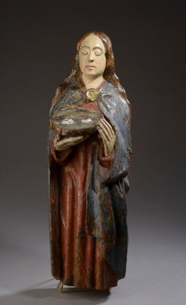 Sainte Lucie de Syracuse en chêne sculpté...